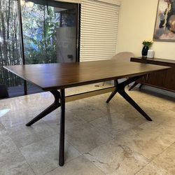 West Elm Dining Table Solid Walnut with Brass Details