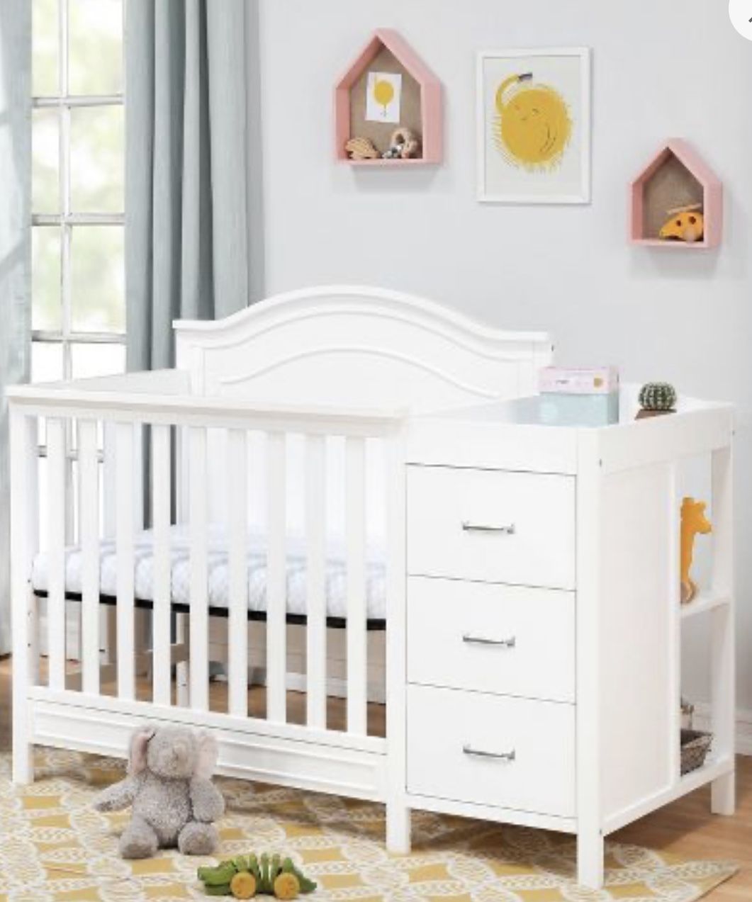 DaVinci Charlie 4-in-1 Convertible Mini Crib & Changer in White