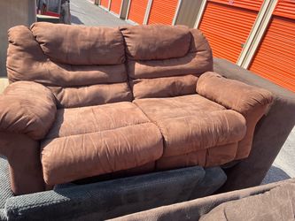 Brown Microfiber Reclining Loveseat and couch