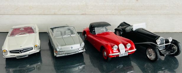 Lot of 4 Vintage 1:43 Diecast Cars – Minichamps Mercedes & BMW + Brumm Classics