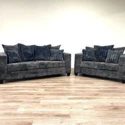 BRAND NEW! Sofa and Loveseat Set (Charcoal) 