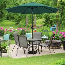 New 10 ft. Patio Offset Cantilever Umbrella Outdoor Market Hanging Umbrellas with Crank and Cross Base   New in box T-BUB933NB  10 ft. outdoor umbrell