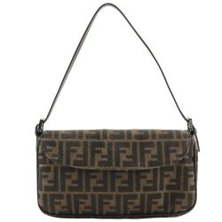 FENDI Zucca Shoulder Bag Brown Nylon canvas Women
