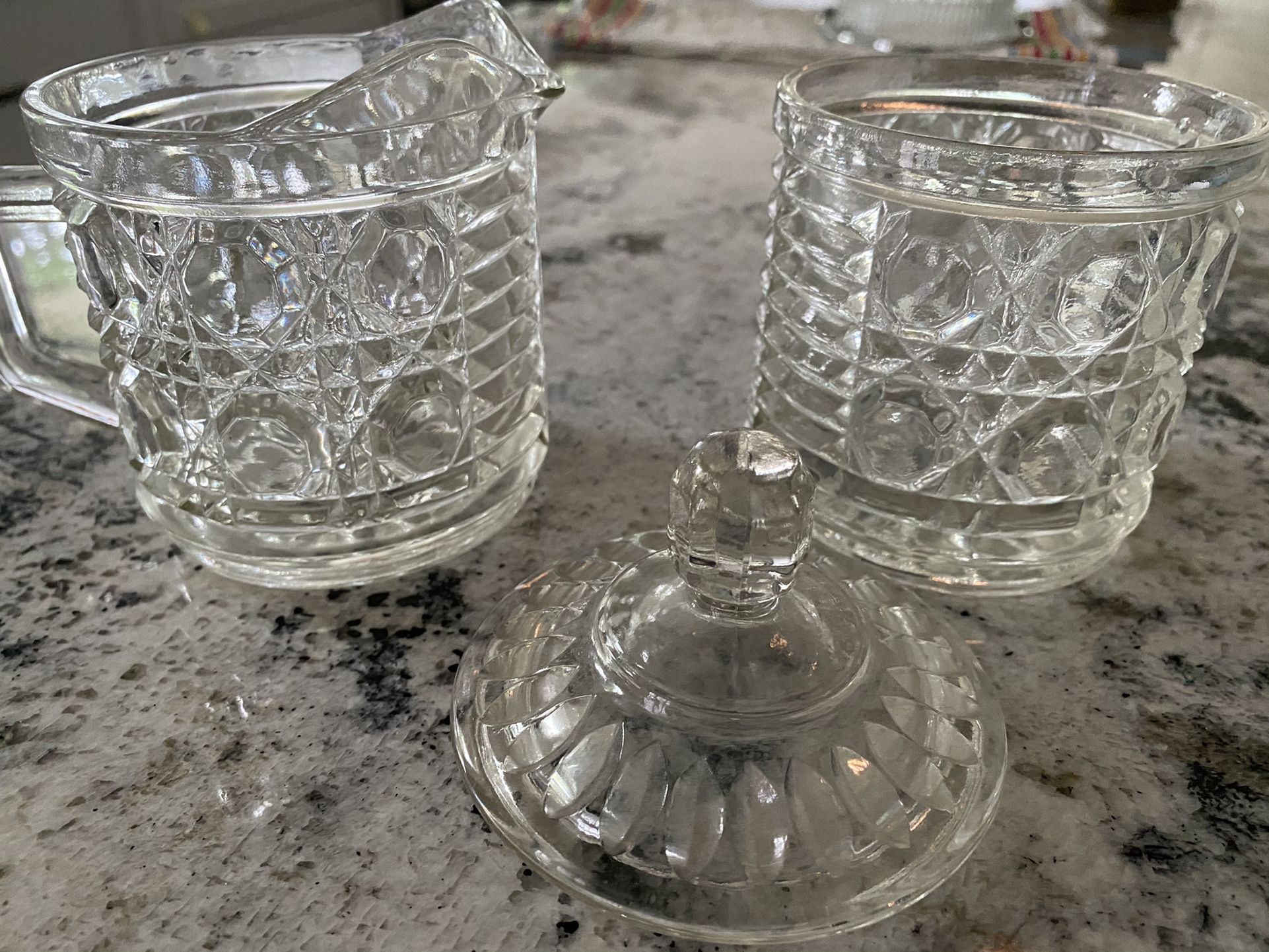 Pressed Glass Sugar and Creamer Set