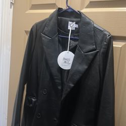 Princess Polly black faux leather blazer