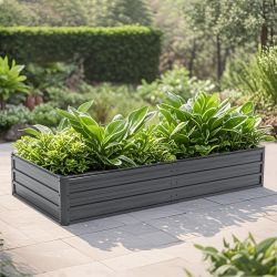 6x3x1 FT Metal Raised Garden Bed Outdoor Reinforced Galvanized Rustproof Colored Steel Planter Boxes for Vegetables, Raised Beds for Growing Flowers H