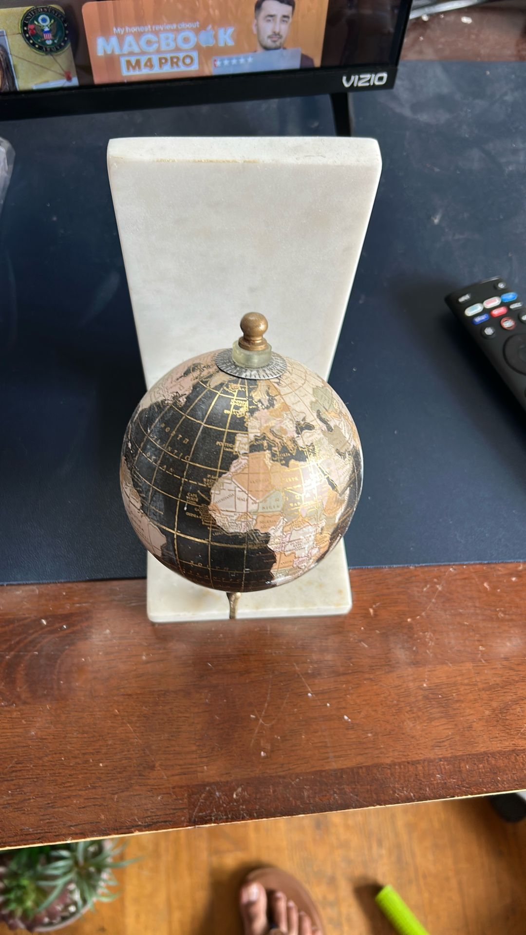 World Globe Black/gold With Marble Base
