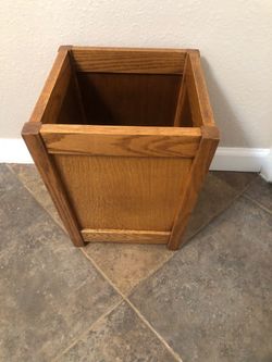 Solid Oak Wood Waste Basket