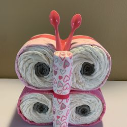 Butterfly Diaper Cake - Pink