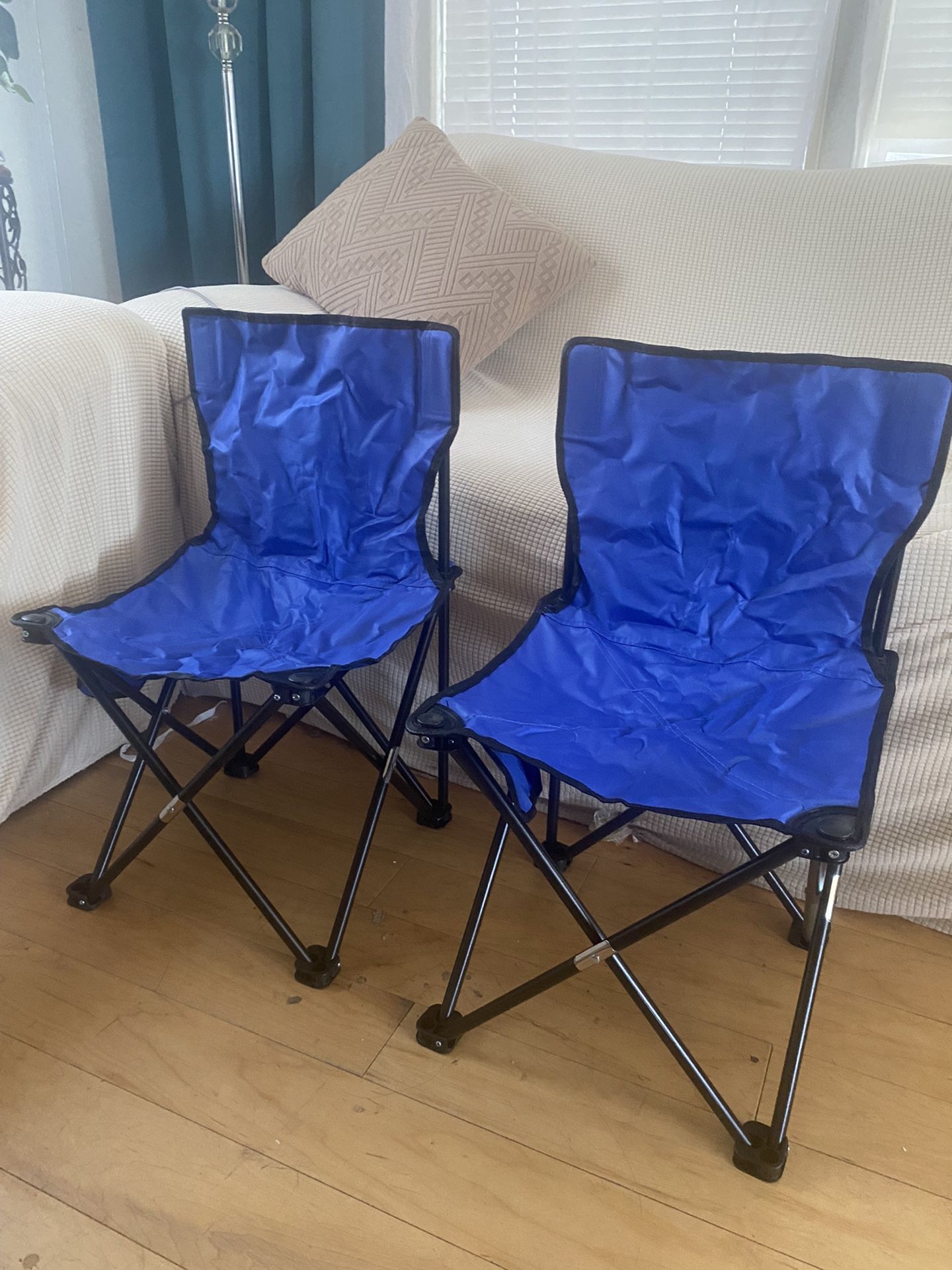 Set of 2 Blue Kids' Portable Camping Chairs 