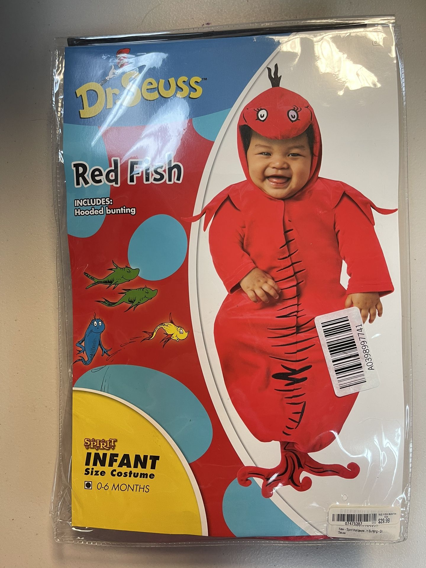 Halloween Costume Infant / Baby Dr. Seuss Red Fish 0-6 Months NEW