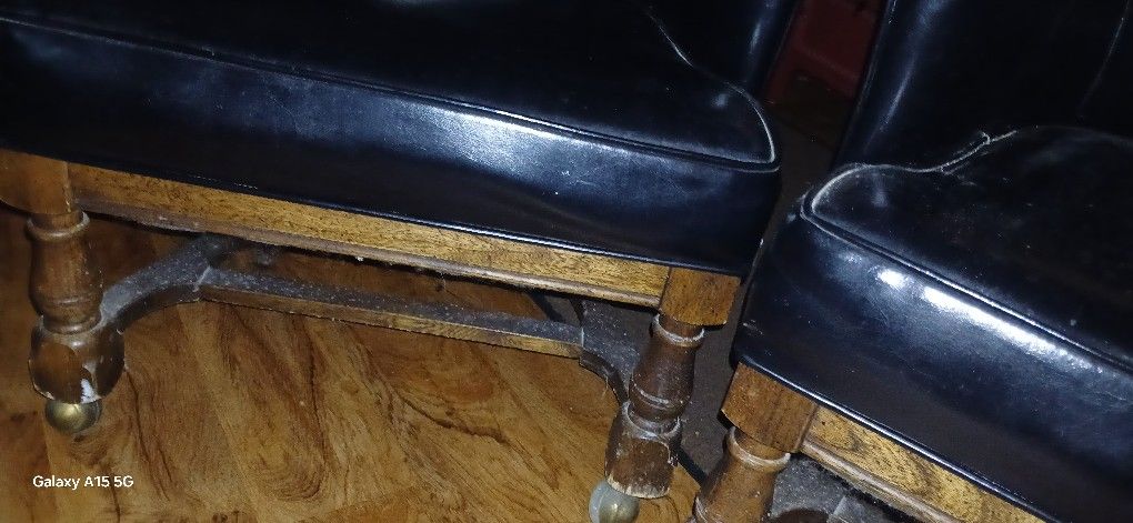 3 Black Leather Chairs