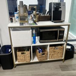 Coffee Station Console Table with Microwave + Storage 