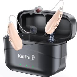 Karthus Hearing Aids, Rechargeable Hearing Aids for Seniors with Hearing Loss, Noise Cancelling & Clear Sound, Comfort & Invisible, 100H Long Battery,