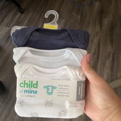 Premie Size 3 Pack Child Of Mine Long Sleeve Bodysuits 