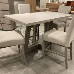 New bar height white color dining table with 4 chairs