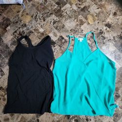 Womens Green & Black Tank Tops Sz L