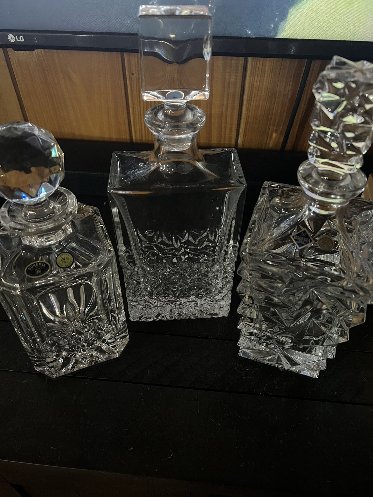 Bohemia Crystal Glass Whiskey Decanters