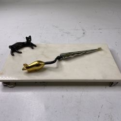 Michael Aram Cat and Mouse Cheese Board Marble Signature w/ Matching Knife