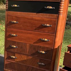 Solid Wood 1940’s Waterfall 5 Drawer Dresser