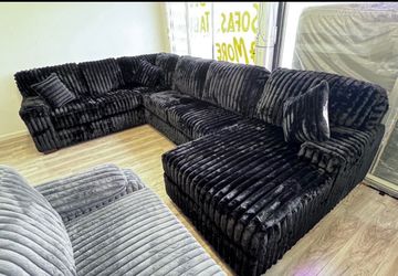 🖤 NEW Oversized Black Corduroy Sectional🖤💲 ONLY $1,650