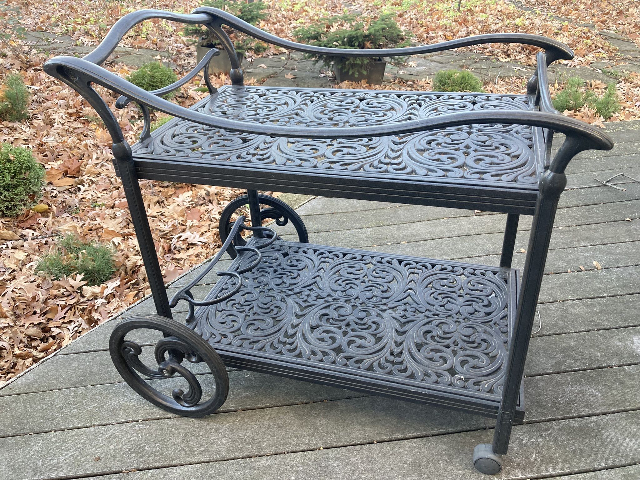 Indoor / Outdoor Heavy ( Patio Furniture )Cast Aluminum Grand Tuscany Tea Cart- Beautiful Patio Furniture !Save Big Money!
