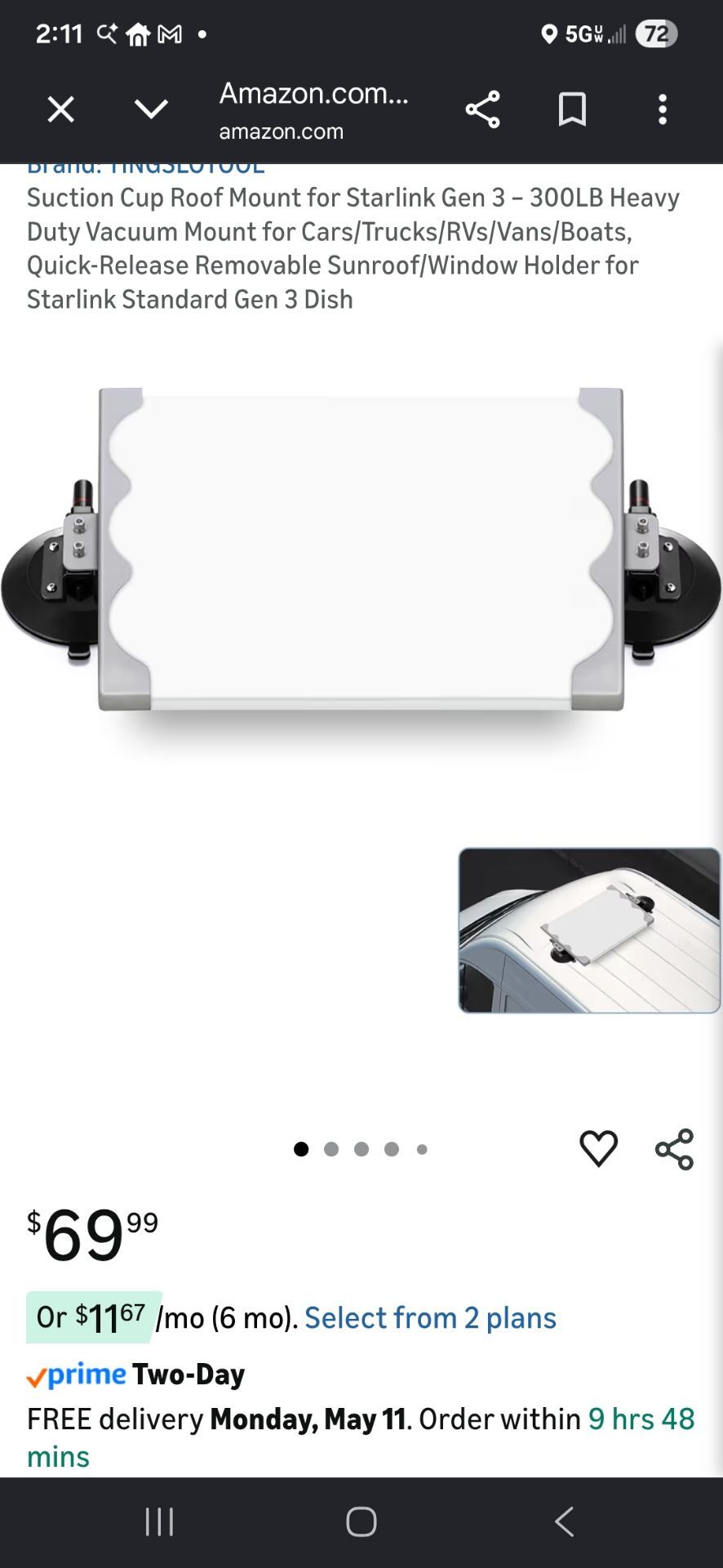 Starlink Gen 3 suction mount