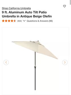 9 ft. Aluminum Auto Tilt Patio Umbrella in Antique Beige Olefin