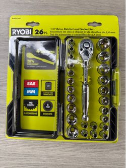 RYOBI 26-Piece 1/4 in. Drive Ratchet and Socket Set