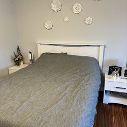 White Bed Frame + Bedside tables (Queen)
