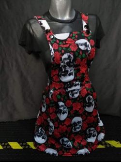 Skull And Roses Overall Dress