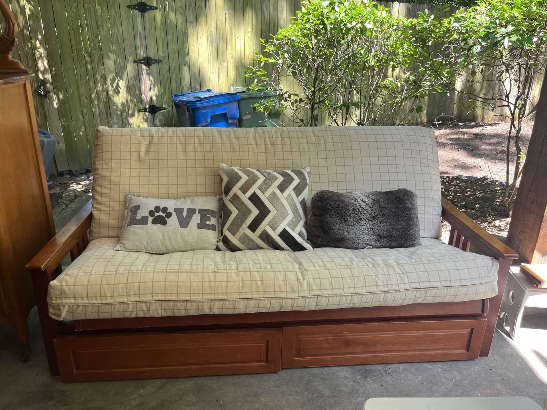 Hard rock maple Futon With Memory Foam Cushion
