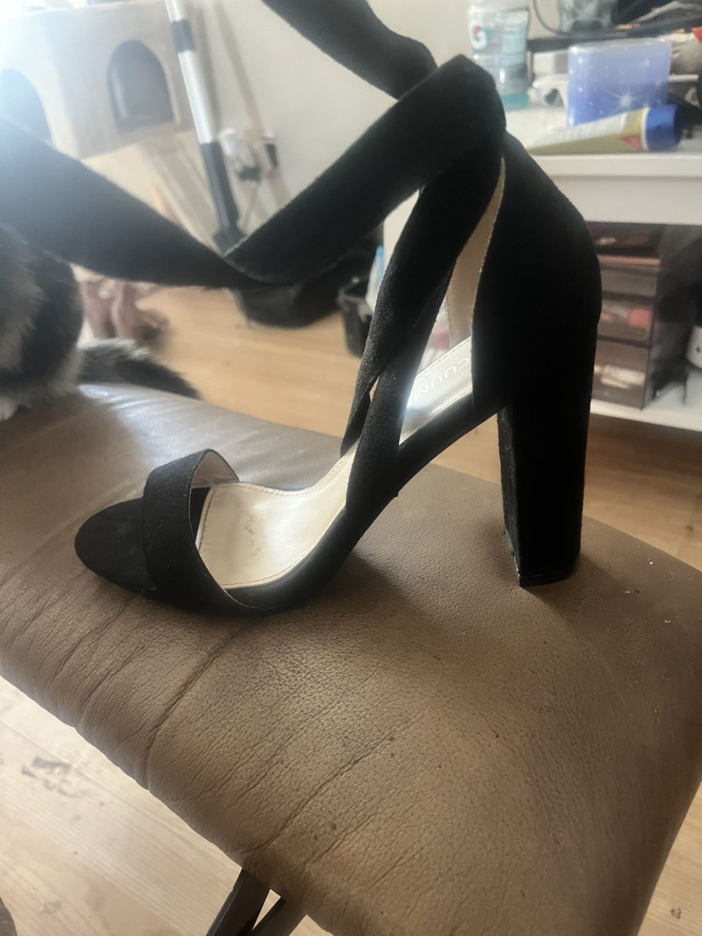 Black Heel Used Lace Up The Leg Size 8