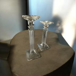 Crystal Candle Holders with Square Base (2 pc)