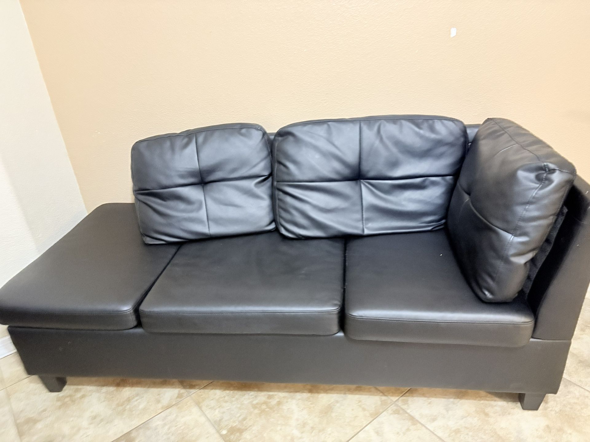 black leather sofa