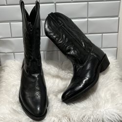 Laredo Paris Cowboy Western Boots Black Leather Cowhide Men's Size 10 EW  #4240