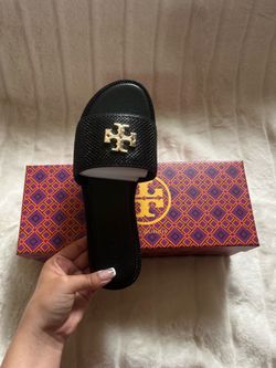 Black Rhinestone Tory Burch Slides