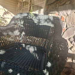 ×2 Green Wicher Porch Rocking Chairs