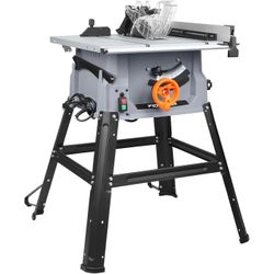 Prostormer 10 Inch Table Saw with Stand, 15A 5000RPM Portable Benchtop Saw, 45°Bevel Cutting Tabletop Saw for Woodworking  $150 Warehouse Address: 274