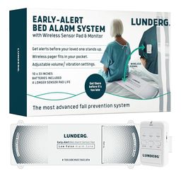 [BRAND NEW] Lunderg Early Alert Bed Alarm for Elderly Adults - Wireless Sensor Pad & Pager - with Pre-Alert Smart Technology - Safety Bed Alarms and F