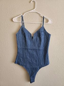 Blashe Denim Rhinestone Bodysuit