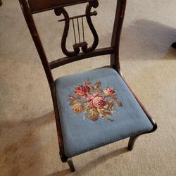 Vintage Chair With Needlepoint Seat