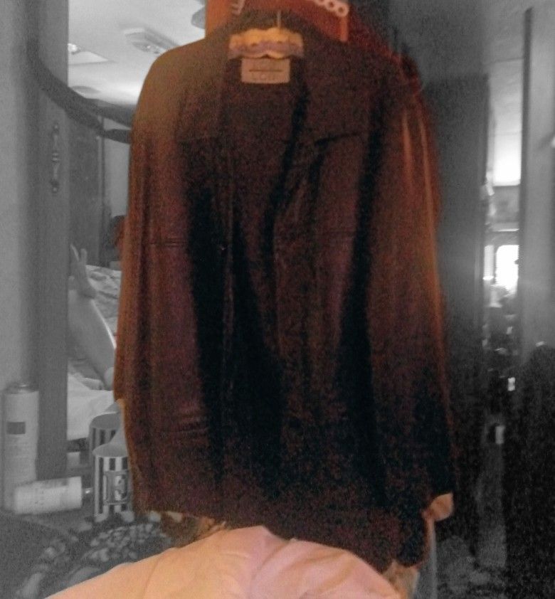 XL Black Leather men's sport Jacket