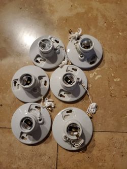 6 ceramic light fixtures  with pull string