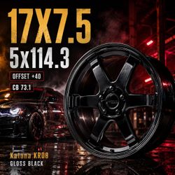 🔥 17X7.5 KATANA KR08 Gloss Black Wheels 🔥