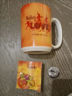 The Beatles LOVE by Cirque du Soleil souvenir magnet, pinback button & mug