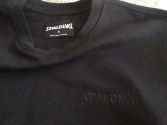 NWT~Men’s Size XL~Black SPALDING Crewneck SWEATSHIRT with a Tonal Embroidered Logo~BRAND NEW