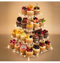 Clear Cupcake Tower for 50 Cupcakes, Easy-to-Clean Cupcakes Stand and Cake Stand for Weddings, Birthdays, Parties