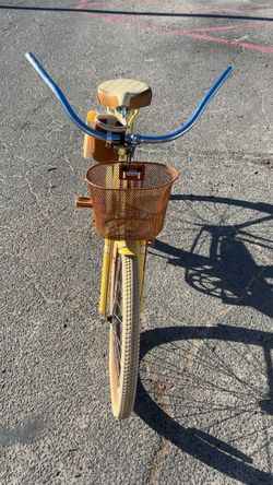 Yellow Cruiser Bike with Front Basket