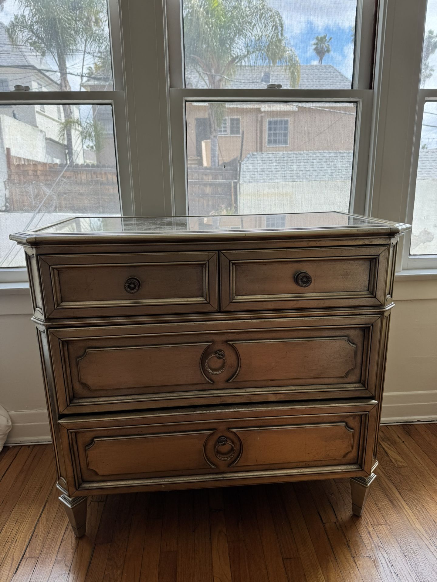 Three Drawer Gold Dresser
